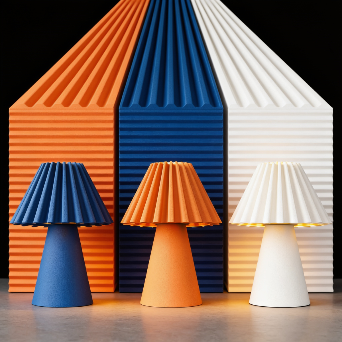 Cresta - Designer Table Lamp: Pleated Sculptural Bedside Lamp for Bedroom & Living Room