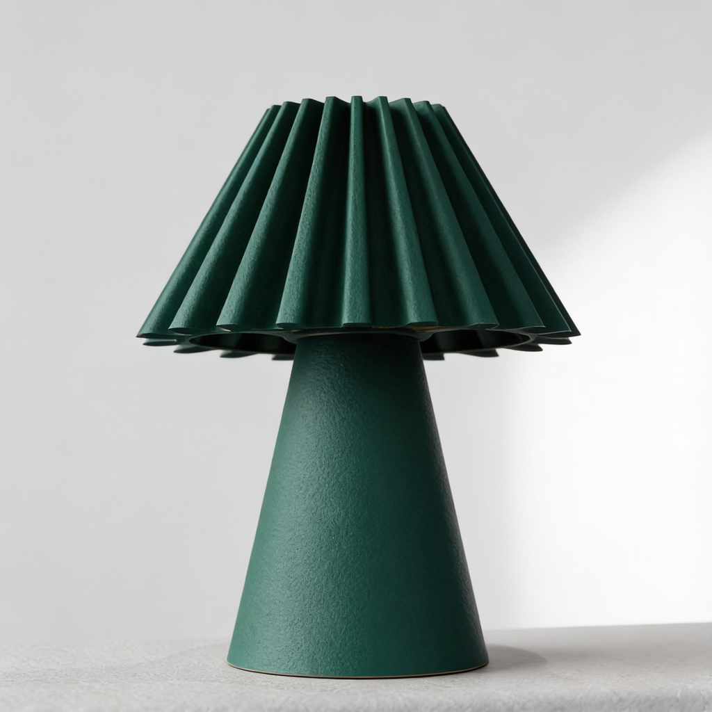 Cresta - Designer Table Lamp: Pleated Sculptural Bedside Lamp for Bedroom & Living Room
