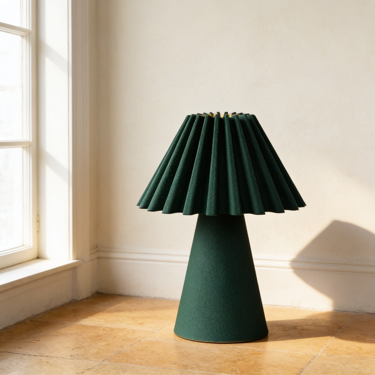 Cresta - Designer Table Lamp: Pleated Sculptural Bedside Lamp for Bedroom & Living Room