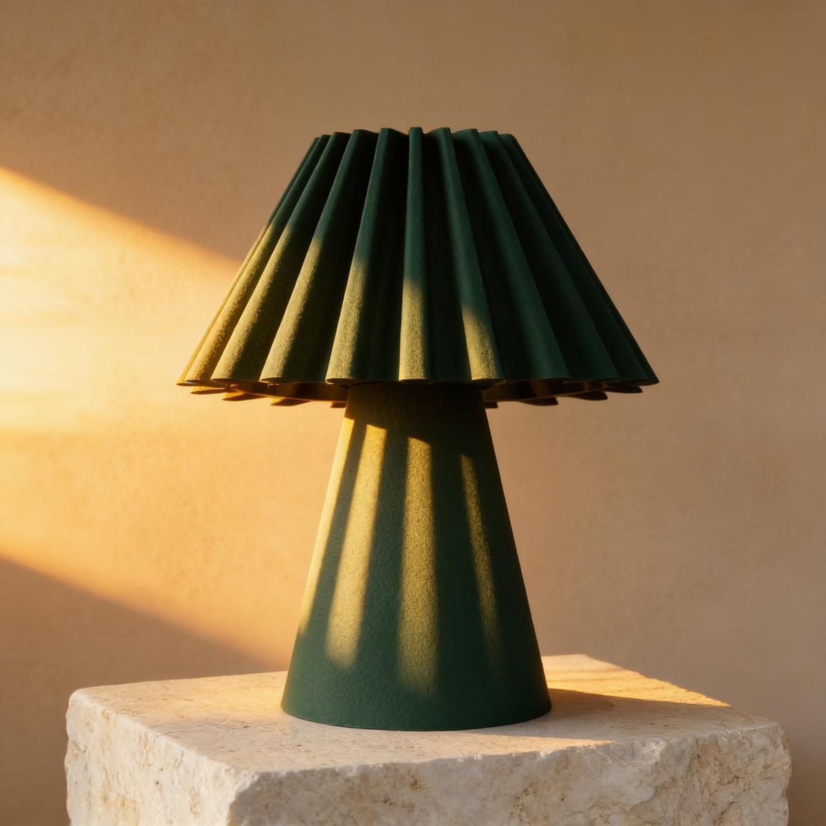 Cresta - Designer Table Lamp: Pleated Sculptural Bedside Lamp for Bedroom & Living Room