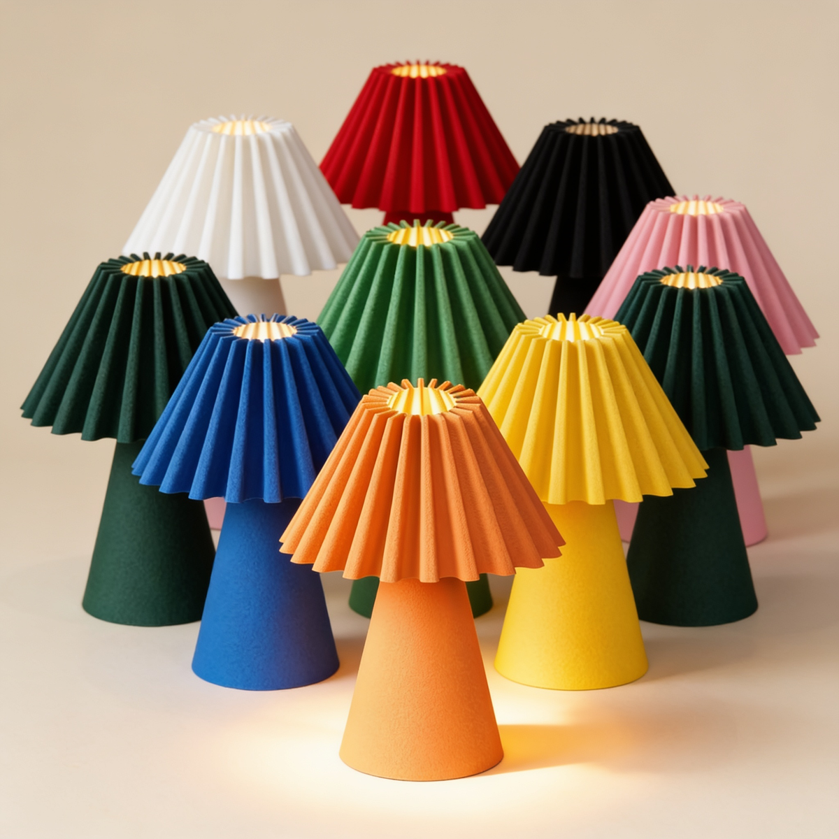 Cresta - Designer Table Lamp: Pleated Sculptural Bedside Lamp for Bedroom & Living Room