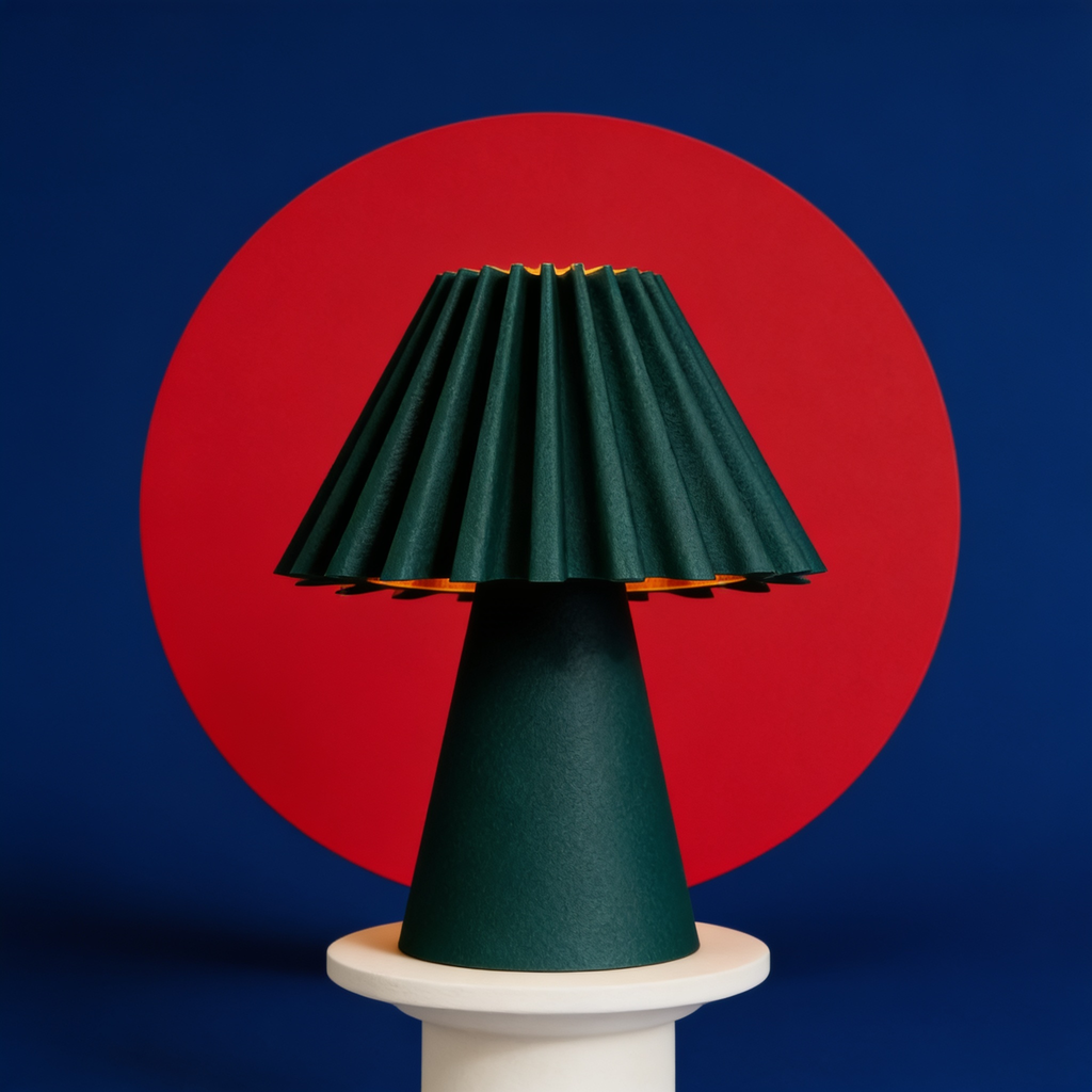 Cresta - Designer Table Lamp: Pleated Sculptural Bedside Lamp for Bedroom & Living Room