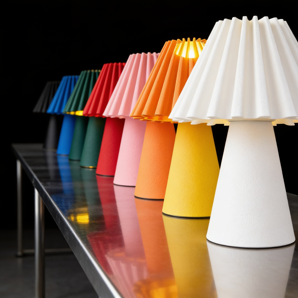 Cresta - Designer Table Lamp: Pleated Sculptural Bedside Lamp for Bedroom & Living Room