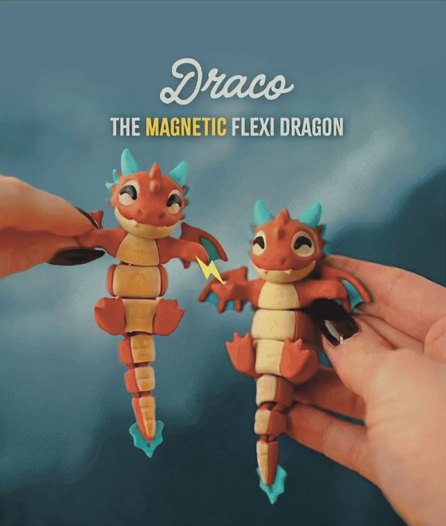 Agni Snap — Articulated Flexi Dragon Keychain, Magnetic Paws