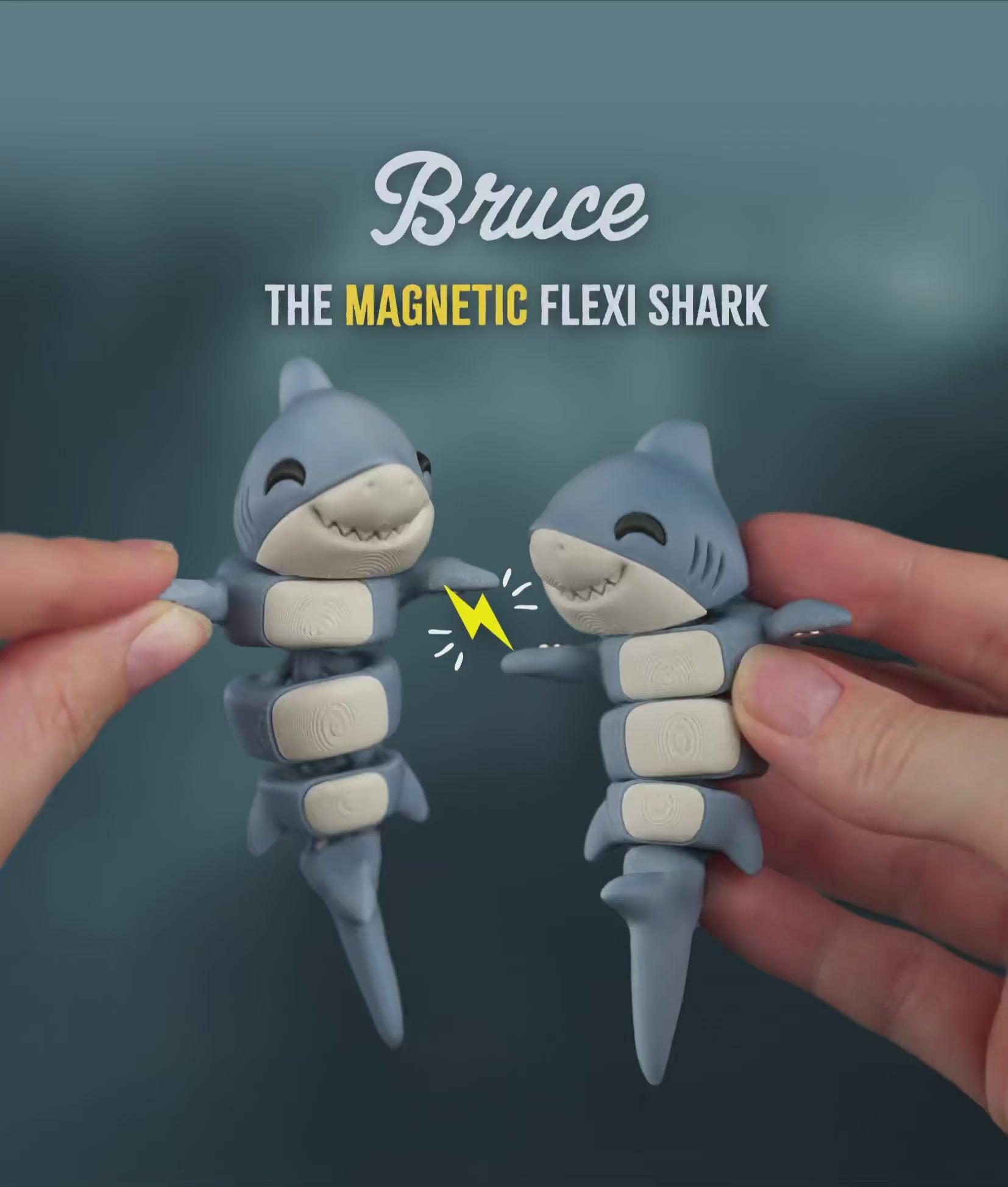 Lehar Snap — Articulated Flexi Shark Keychain, Magnetic Fins