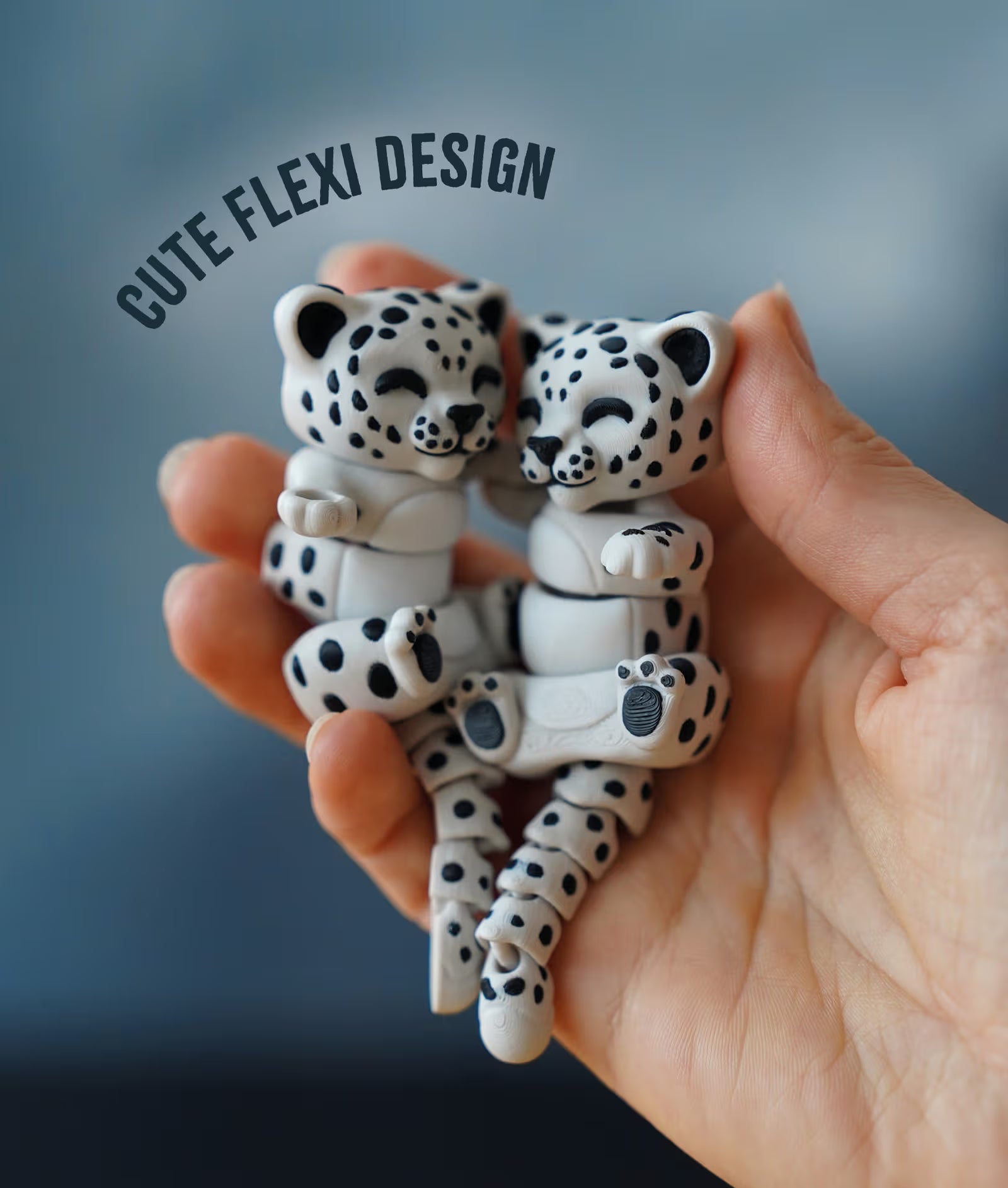 Shan Snap — Articulated Flexi Snow Leopard Keychain, Magnetic Paws